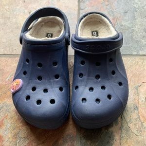 Blue Fuzzy Crocs